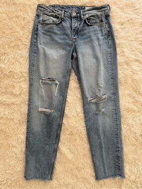 Rag & Bone Alex High Rise Straight Distressed Jeans Dana Point Wash 29